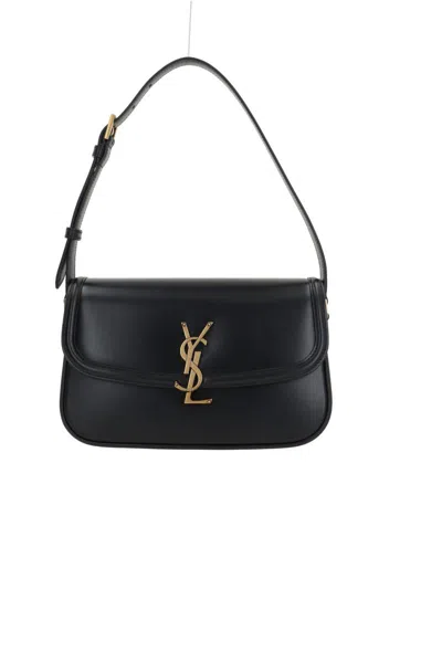 Saint Laurent Solferino Large Leather Box Bag In Black