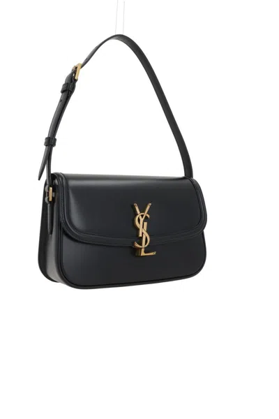 Saint Laurent Solferino Large Leather Box Bag In Black