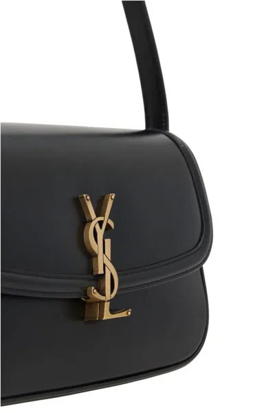 Saint Laurent Solferino Large Leather Box Bag In Black