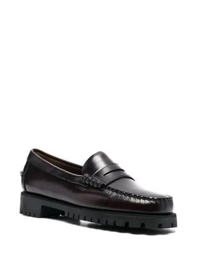 Sebago Bordeaux Leather Sandals With Polished Finish In Black
