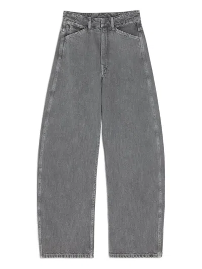 Lemaire High Waisted Curved Pants Clothing In Gray