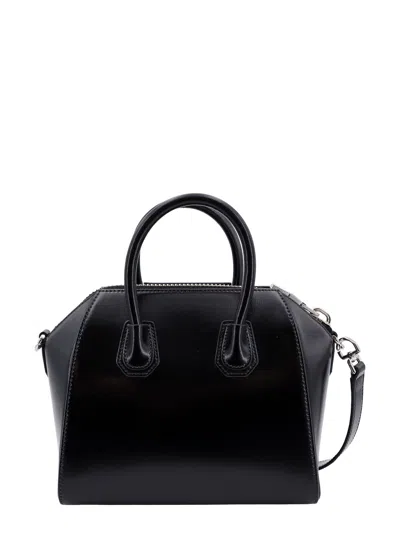 Givenchy Antigona Small Black Handbag With Laminated Logo In Hammered Leather Woman In Black