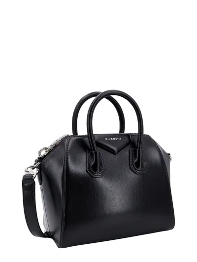 Givenchy Antigona Small Black Handbag With Laminated Logo In Hammered Leather Woman In Black