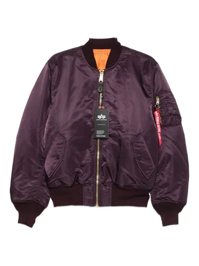 Alpha Industries Ma-1 Bomber Jacket In Bordeaux Nylon In Purple