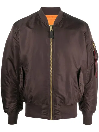 Alpha Industries Ma-1 Bomber Jacket In Bordeaux Nylon In Brown