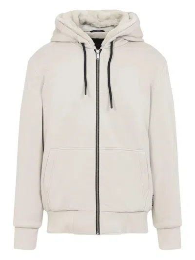 Moose Knuckles Regular Fit Drawstring Hoodie With Zip Closure In Neutral