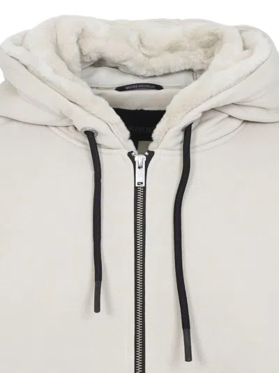Moose Knuckles Regular Fit Drawstring Hoodie With Zip Closure In Neutral