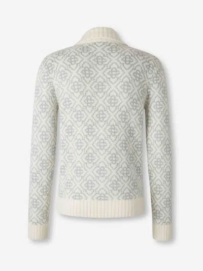 Casablanca Monogram-jacquard Cardigan In Gray