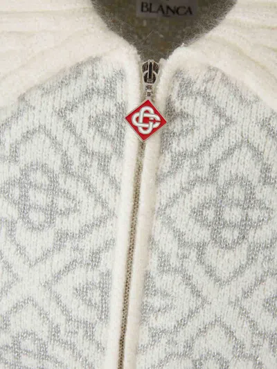 Casablanca Monogram-jacquard Cardigan In Gray