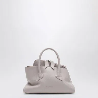 Attico Mini La Passeggiata Grained Leather Top Handle Bag In Gray