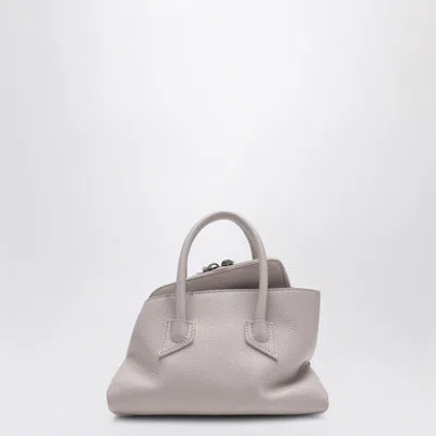 Attico Mini La Passeggiata Grained Leather Top Handle Bag In Gray
