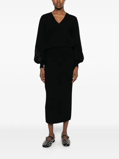 Twinset Timeless Black Sweater With Round Neckline In Black