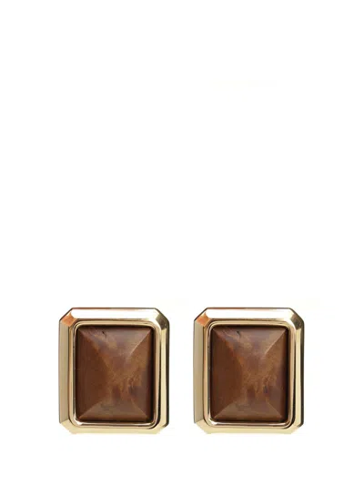Jacquemus Square Frame Drop Earrings In Brown