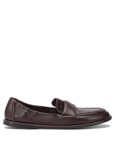 Pomme D'or Bordeaux Leather Loafers In Red