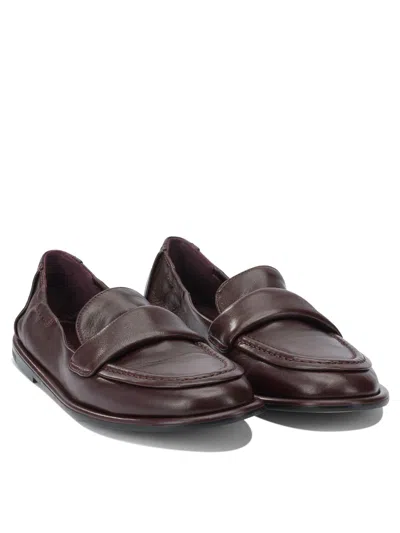 Pomme D'or Bordeaux Leather Loafers In Red