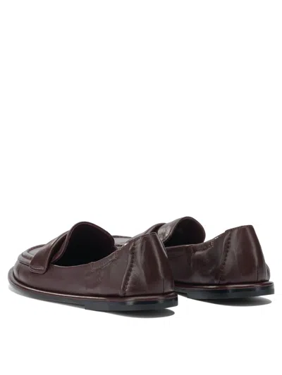 Pomme D'or Bordeaux Leather Loafers In Red