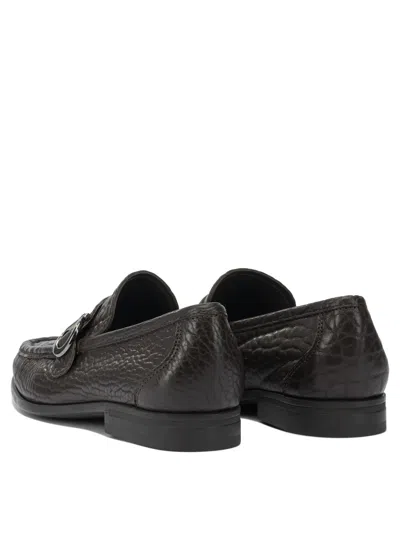 Ferragamo Stylish Loafers And Slippers Metal Buckle In Black