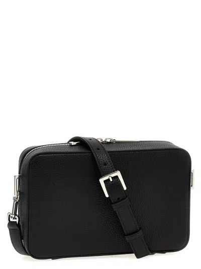 Gucci Logo Leather Shoulder Strap Crossbody Bags Black In Black