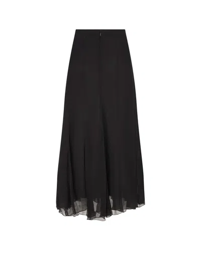 Chloé Maxi Skirt With Sheer Overlay And Flowy Design In Black