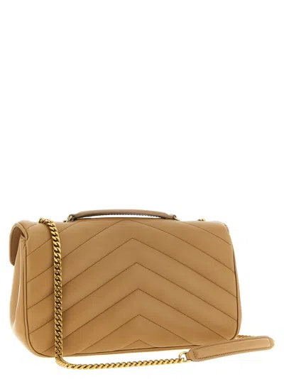 Saint Laurent Loulou Medium Shoulder Bag In Nude