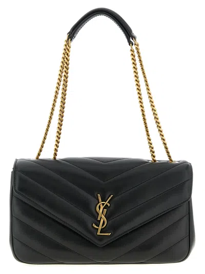 Saint Laurent Loulou Medium Ysl Chain Shoulder Bag In Quilted Leather In Black