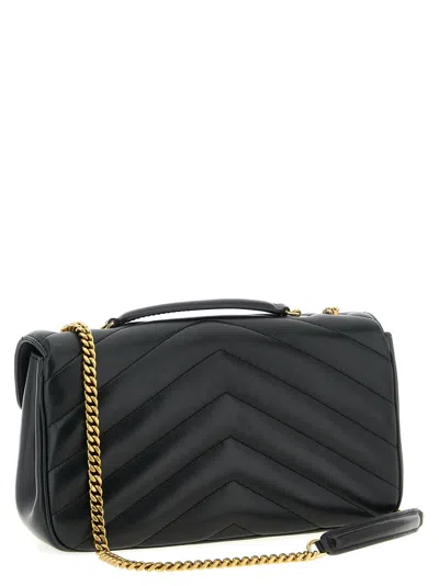 Saint Laurent Loulou Medium Ysl Chain Shoulder Bag In Quilted Leather In Black