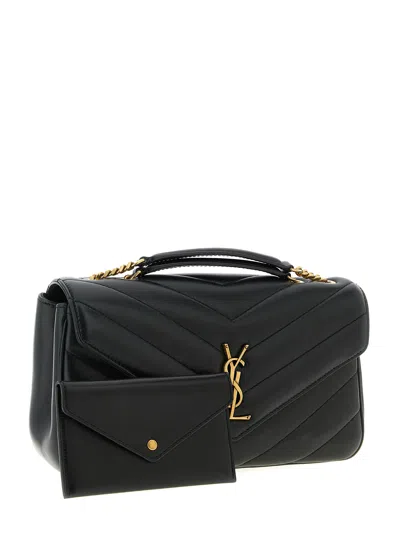 Saint Laurent Loulou Medium Ysl Chain Shoulder Bag In Quilted Leather In Black