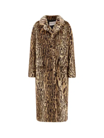 Stand Studio Marceline Coat With Animalier Print In Multi