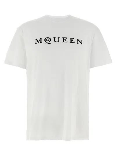 Alexander Mcqueen Flocked 'mcqueen' T-shirt In White