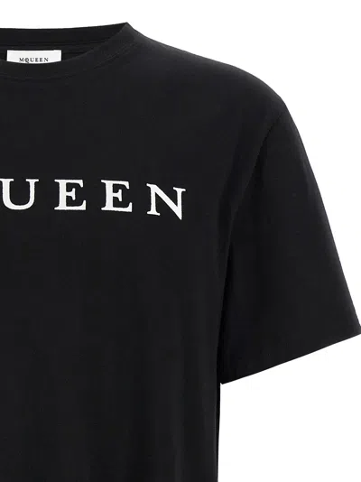 Alexander Mcqueen Logo Lettering Crewneck T-shirt In Black