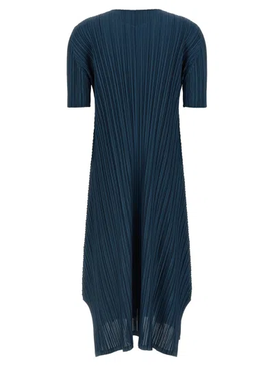 Issey Miyake Softly Draped Dress Short Sleeves In Blue