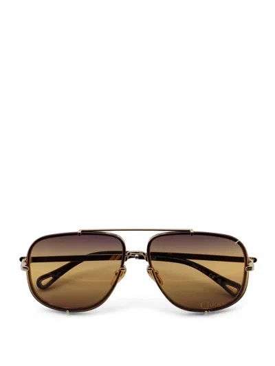 Chloé Metal Sunglasses In Brown