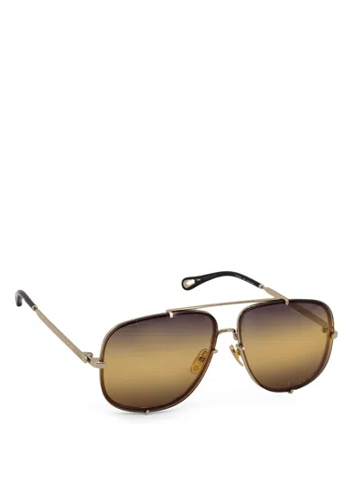 Chloé Metal Sunglasses In Brown
