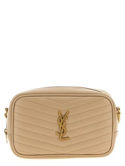 Saint Laurent Lou Mini Ysl Camera Bag In Smooth Quilted Leather In Brown