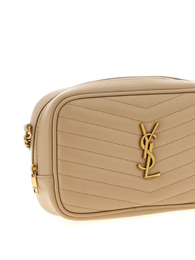 Saint Laurent Lou Mini Ysl Camera Bag In Smooth Quilted Leather In Brown