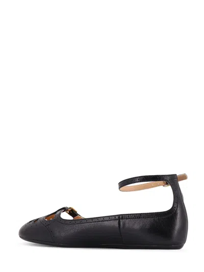 Chloé Leather Ballerina Shoes Featuring Buckle Detail In Black