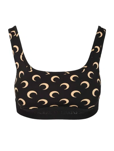 Marine Serre Fitted Underwear Top With Crescent Moon Pattern In Black