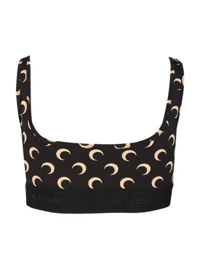 Marine Serre Fitted Underwear Top With Crescent Moon Pattern In Black