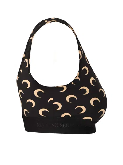Marine Serre Fitted Underwear Top With Crescent Moon Pattern In Black