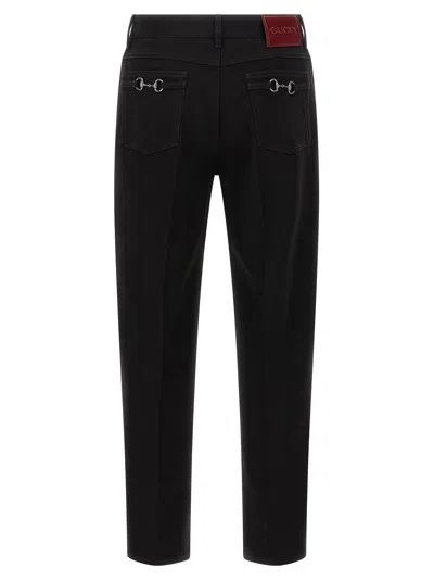 Gucci Cropped Denim Trousers Five Pocket Style In Black