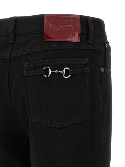 Gucci Cropped Denim Trousers Five Pocket Style In Black