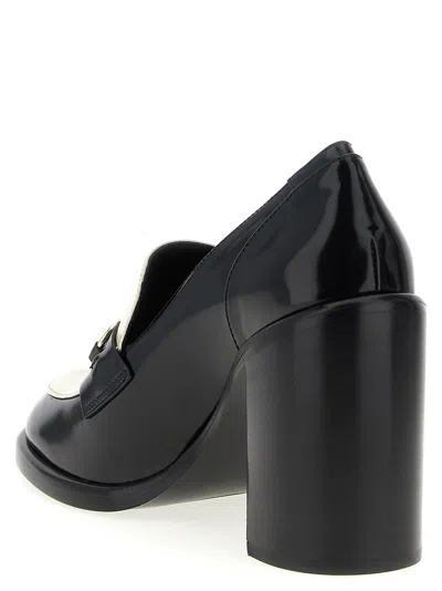 Gucci Stylish Two-tone Loafers Block Heel In Black