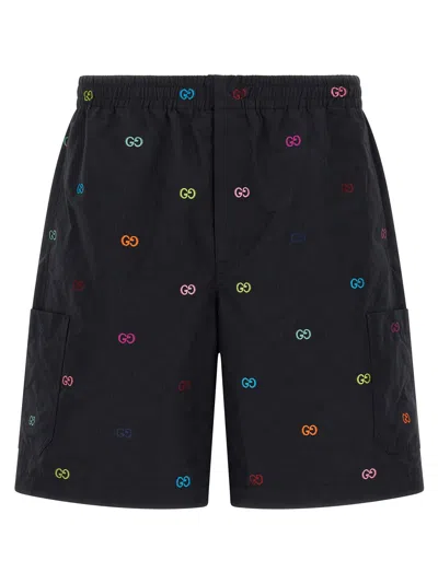 Gucci Bermuda Shorts With Elastic Waistband And Pockets In Black