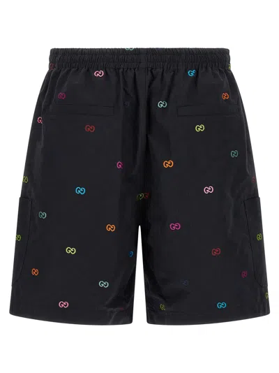 Gucci Bermuda Shorts With Elastic Waistband And Pockets In Black