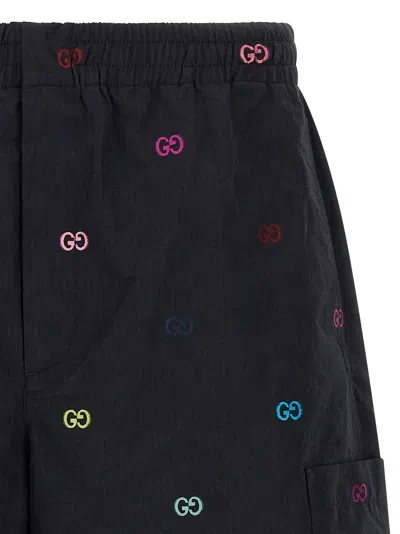 Gucci Bermuda Shorts With Elastic Waistband And Pockets In Black