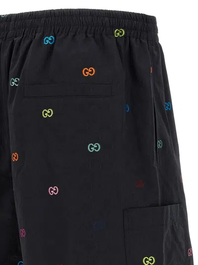 Gucci Bermuda Shorts With Elastic Waistband And Pockets In Black