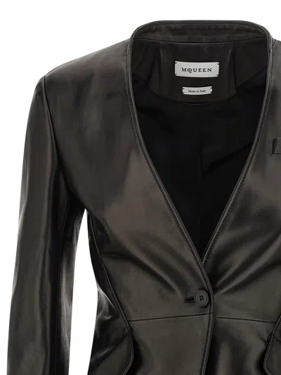 Alexander Mcqueen Nappa Blazer Blazers Black In Black