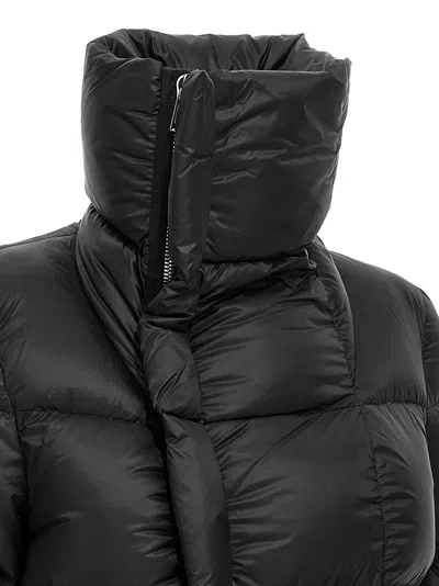 Rick Owens Short Technical Fabric Puffer Jacket With High Collar In Black