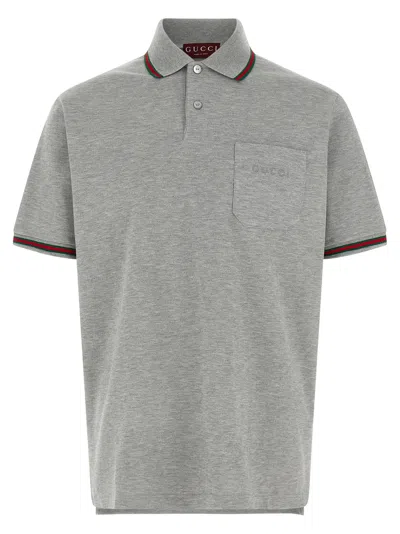 Gucci Nastro Web Polo Gray In Gray