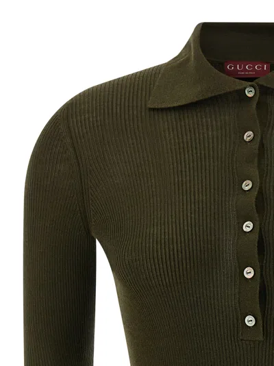 Gucci Nastro Web Polo Shirt In Green